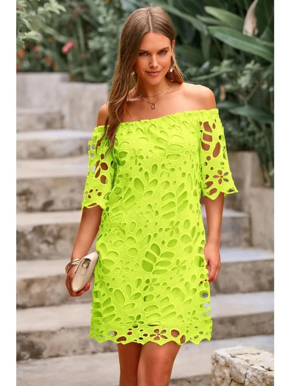 Boho Off the Shoulder Lace Mini Dress for Women - Perfect Summer Fashion!